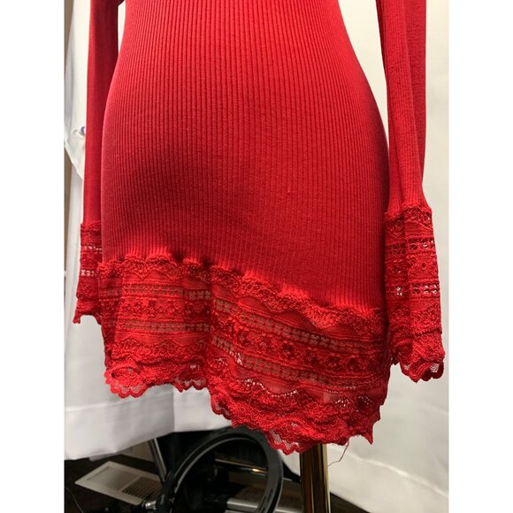 Women’s Rosemunde Red Long Sleeve Lace Top Size M - Picture 3 of 7